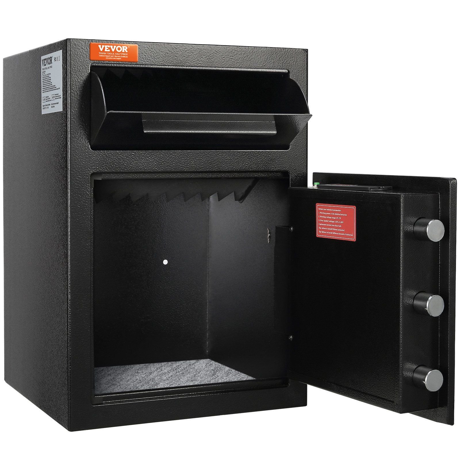 VEVOR 2.5 Cub Depository Safe, Deposit Safe with Drop Slot, Electronic Code Lock and 2 Emergency Keys VEVOR 2.5 Cub Depository Safe, Deposit Safe with Drop Slot, Electronic Code Lock and 2 Emergency Keys