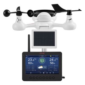 VEVOR 7-in-1 Wireless Weather Station with Wi-Fi, 7" TFT Colorful Display, Solar-Powered Outdoor Sensor, Indoor & Outdoor Monitoring VEVOR 7-in-1 Wireless Weather Station with Wi-Fi, 7" TFT Colorful Display, Solar-Powered Outdoor Sensor, Indoor & Outdoor Monitoring