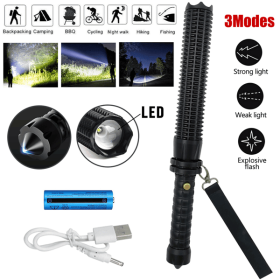 USB Rechargeable LED Flashlight Retractable Torch 3 Mode Zoomable Security Light Outdoor Flashlight Set USB Rechargeable LED Flashlight Retractable Torch 3 Mode Zoomable Security Light Outdoor Flashlight Set